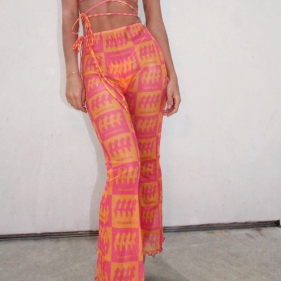 ISO pink saffron check inamorata beachwood pants - Picture 1 of 3